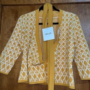 Diane Von Furstenberg Yellow and White Cardigan